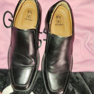 George Men's Shiny Black Loafers